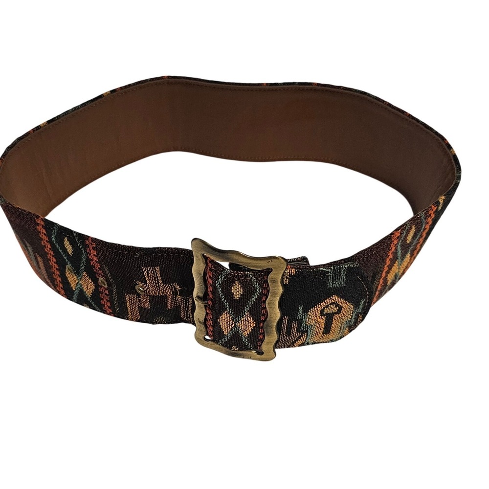 Axcess‎ Womens Medium Brown Woven Tapestry Southwestern Waist Belt Made in Italy